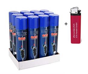 6 x 300ml Universal -near zero impurities- Feuerzeuggas Nachfüllgas Feuerzeug (5,55 € p. 1 Liter) + 1 Feuerzeug"allaroundprofi24" 