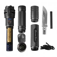 Wasserdicht 6-in-1 multi-funktionale taktische Taschenlampe Messer - Survival Ausrüstung Kit-Messer mit Wiederaufladbare Einstellbare Maglite Led Das display Taschenlampe für Fahrzeug Jagd Outdoor 