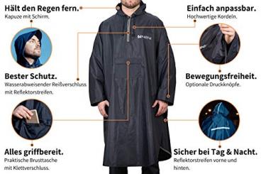 NENI Regenponcho für Damen und Herren - Fahrrad Regencape mit Kapuze 